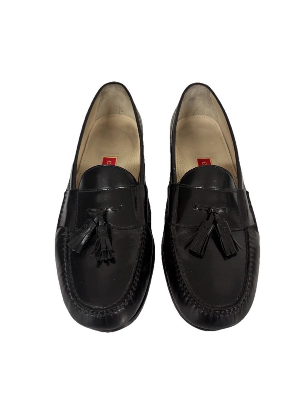 Cole Haan Black Leather Tassel Penny Loafers